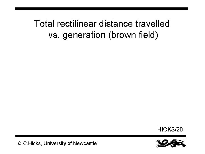 Total rectilinear distance travelled vs. generation (brown field) HICKS/20 © C. Hicks, University of