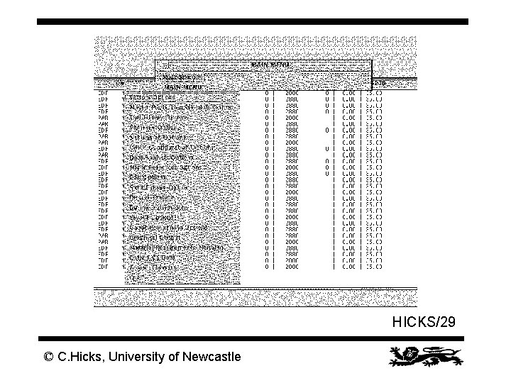 HICKS/29 © C. Hicks, University of Newcastle 