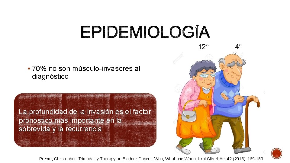 12° 4° § 70% no son músculo invasores al diagnóstico La profundidad de la