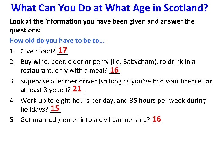What Can You Do at What Age in Scotland? Look at the information you
