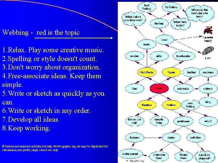 Webbing - red is the topic 1. Relax. Play some creative music. 2. Spelling Webbing - red is the topic 1. Relax. Play some creative music. 2. Spelling