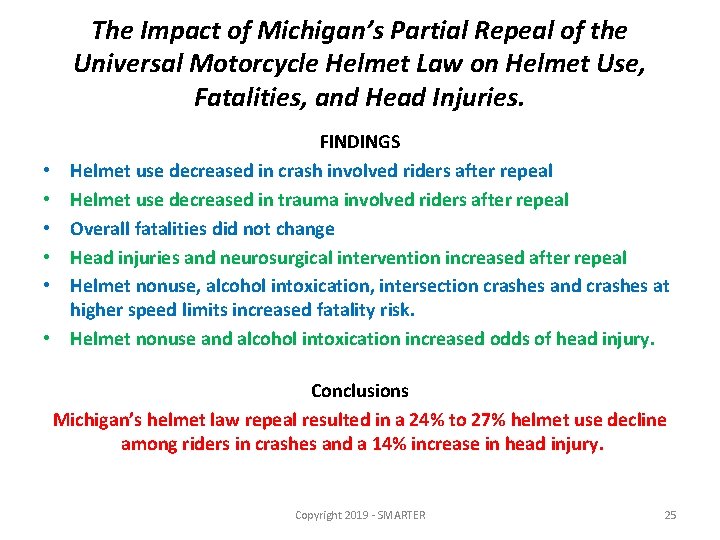 The Impact of Michigan’s Partial Repeal of the Universal Motorcycle Helmet Law on Helmet