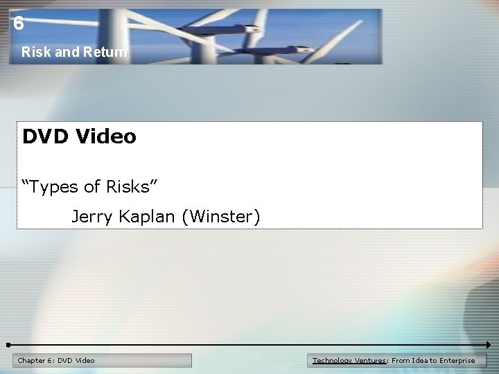 6 Risk and Return DVD Video “Types of Risks” Jerry Kaplan (Winster) Chapter 6: