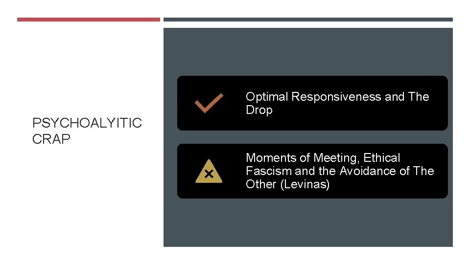 PSYCHOALYITIC CRAP Optimal Responsiveness and The Drop Moments of Meeting, Ethical Fascism and the