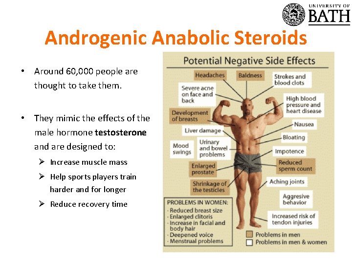 Androgenic Anabolic Steroids • Around 60, 000 people are thought to take them. •