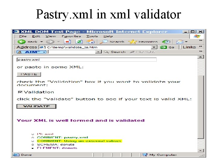 Pastry. xml in xml validator 