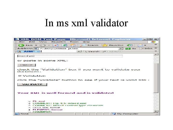 In ms xml validator 