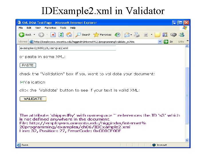 IDExample 2. xml in Validator 