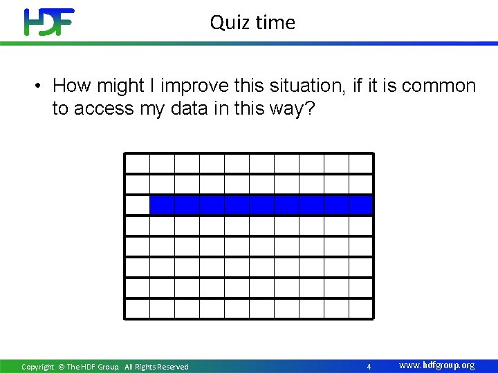 Quiz time • How might I improve this situation, if it is common to