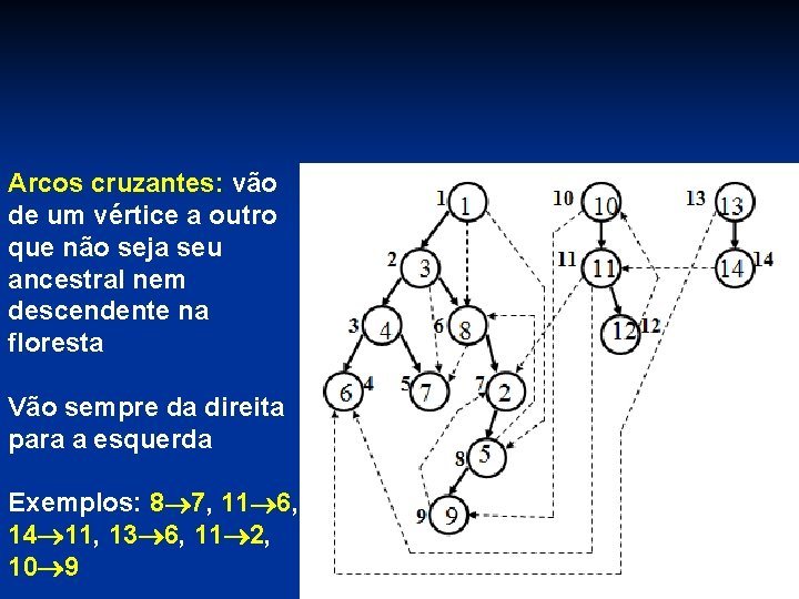 Arcos cruzantes: vão de um vértice a outro que não seja seu ancestral nem