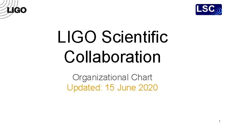 LIGO Scientific Collaboration Organizational Chart Updated: 15 June 2020 1 