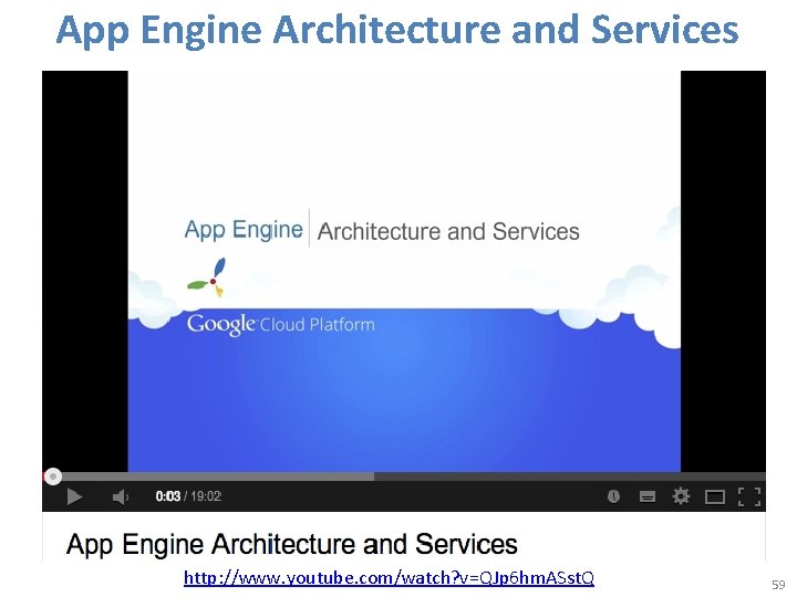 App Engine Architecture and Services http: //www. youtube. com/watch? v=QJp 6 hm. ASst. Q