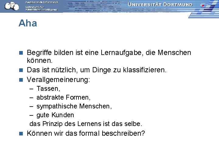 Aha Begriffe bilden ist eine Lernaufgabe, die Menschen können. n Das ist nützlich, um