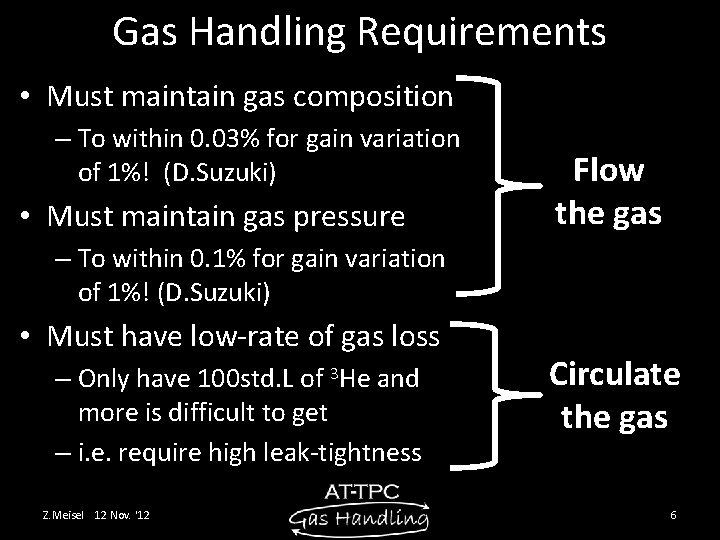 Gas Handling Requirements • Must maintain gas composition – To within 0. 03% for