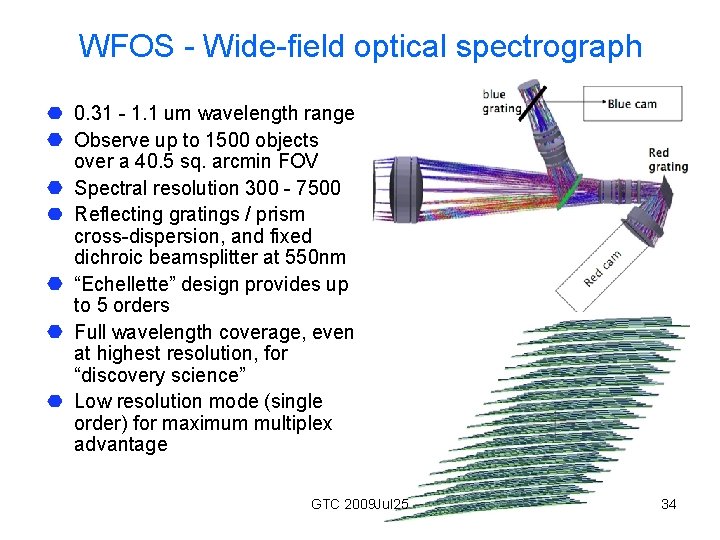 WFOS - Wide-field optical spectrograph 0. 31 - 1. 1 um wavelength range Observe