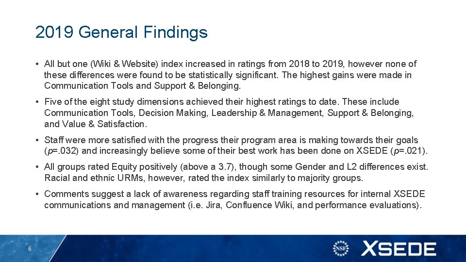 2019 General Findings • All but one (Wiki & Website) index increased in ratings