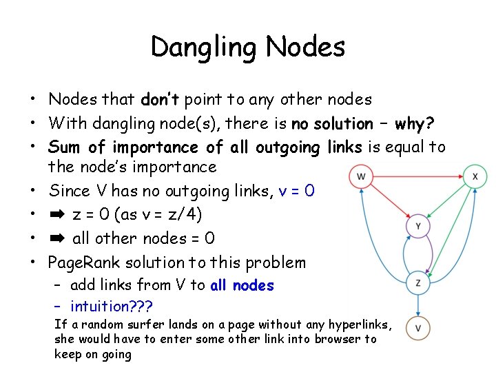Dangling Nodes • Nodes that don’t point to any other nodes • With dangling