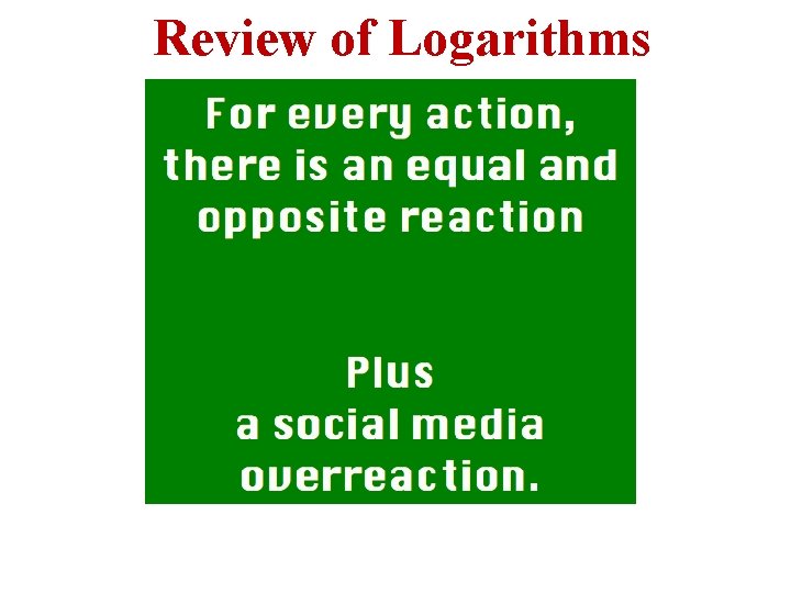 Review of Logarithms 
