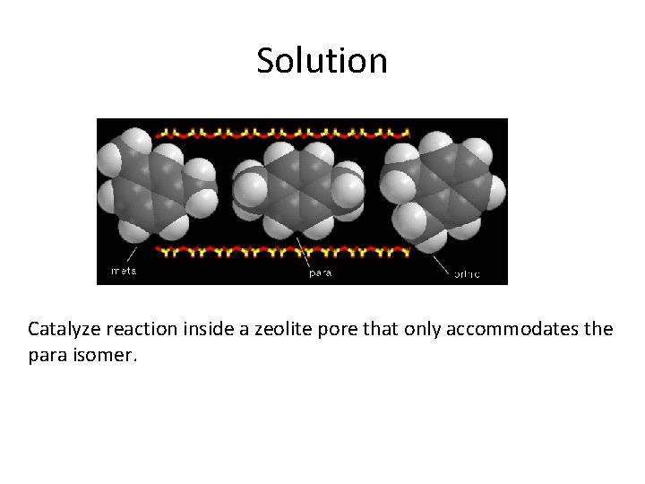 Solution Catalyze reaction inside a zeolite pore that only accommodates the para isomer. 