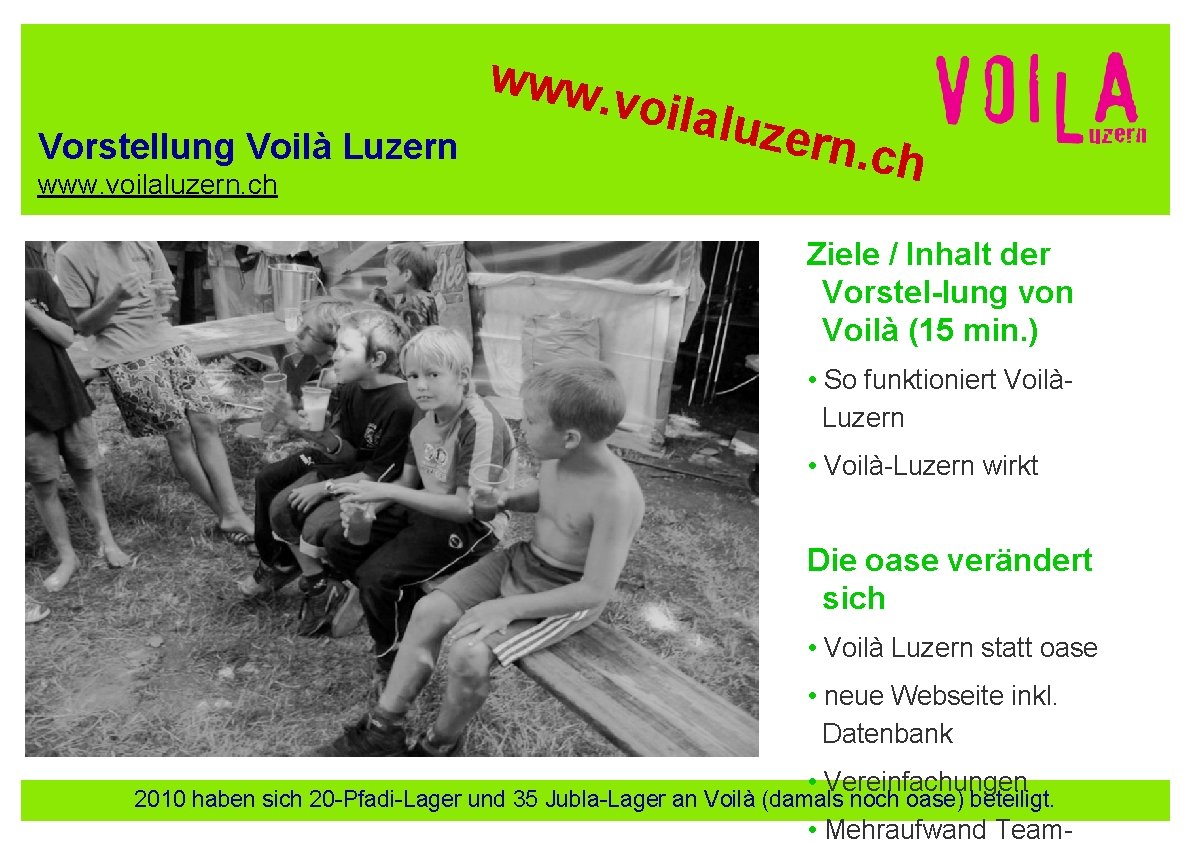 Vorstellung Voilà Luzern www. voilaluzern. ch www. voilal uzern. ch Ziele / Inhalt der