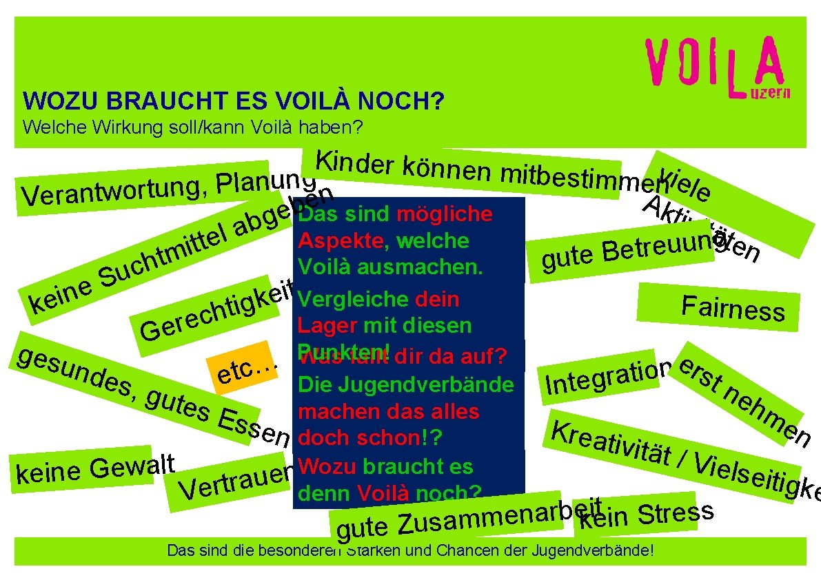 WOZU BRAUCHT ES VOILÀ NOCH? Welche Wirkung soll/kann Voilà haben? Kinder können m v