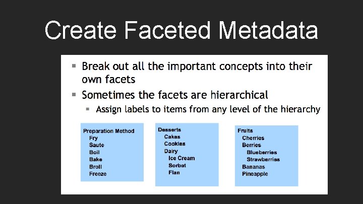 Create Faceted Metadata 