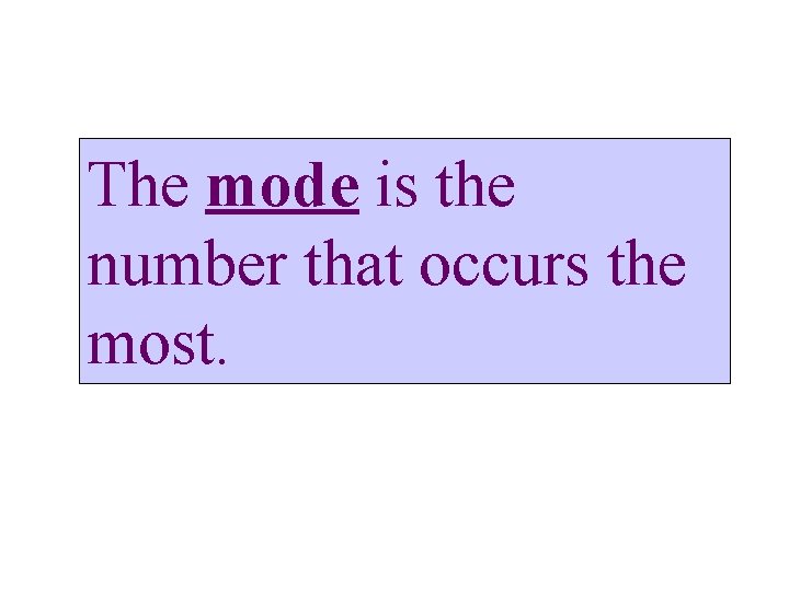 The mode is the number that occurs the most. 