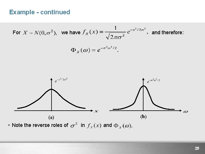 Example - continued For we have and therefore: (b) (a) § Note the reverse