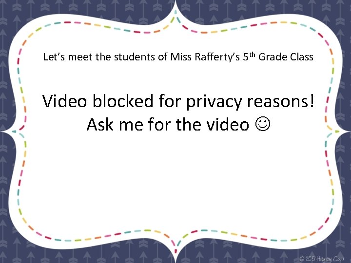 Let’s meet the students of Miss Rafferty’s 5 th Grade Class Video blocked for