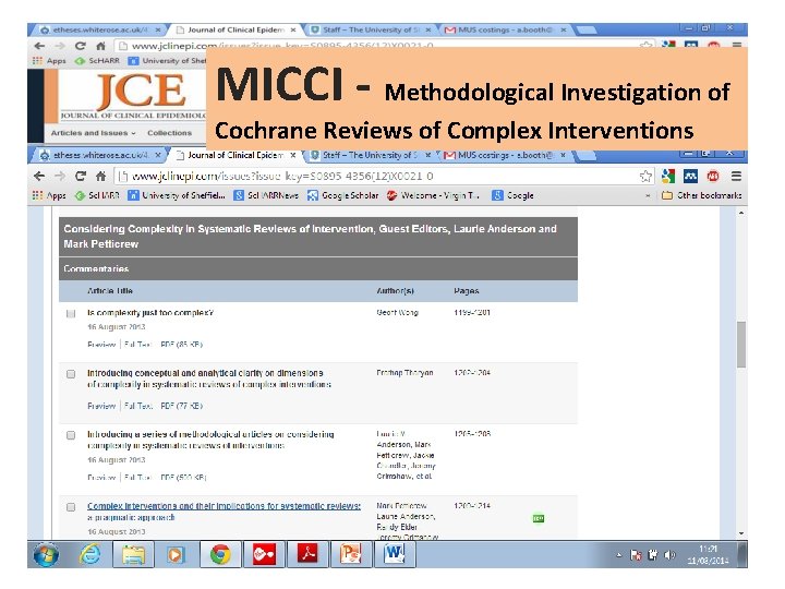 MICCI - Methodological Investigation of Cochrane Reviews of Complex Interventions 