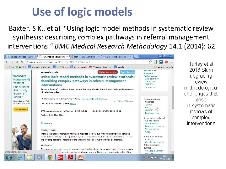 Use of logic models Baxter, S K. , et al. "Using logic model methods