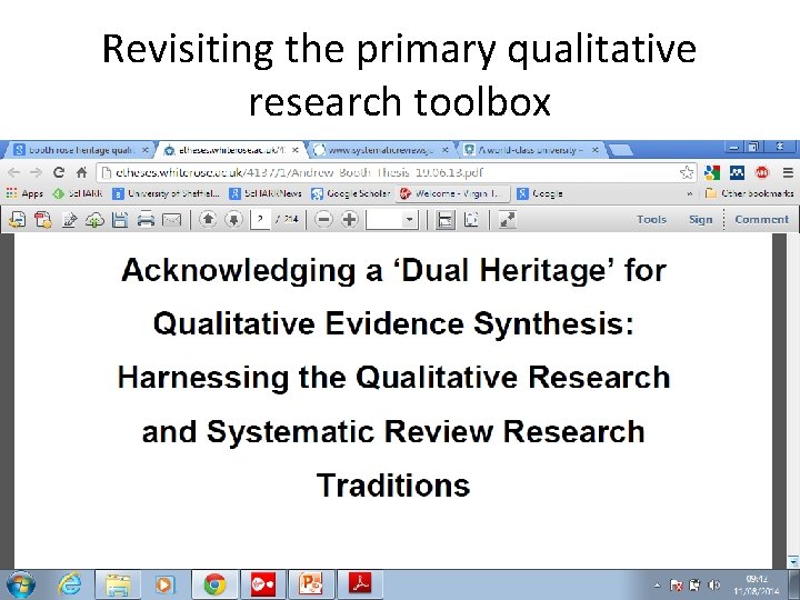 Revisiting the primary qualitative research toolbox 
