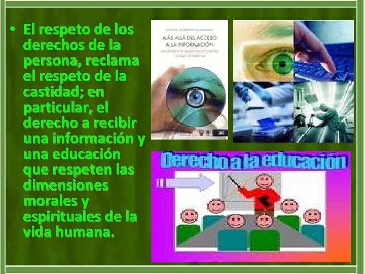  • El respeto de los derechos de la persona, reclama el respeto de