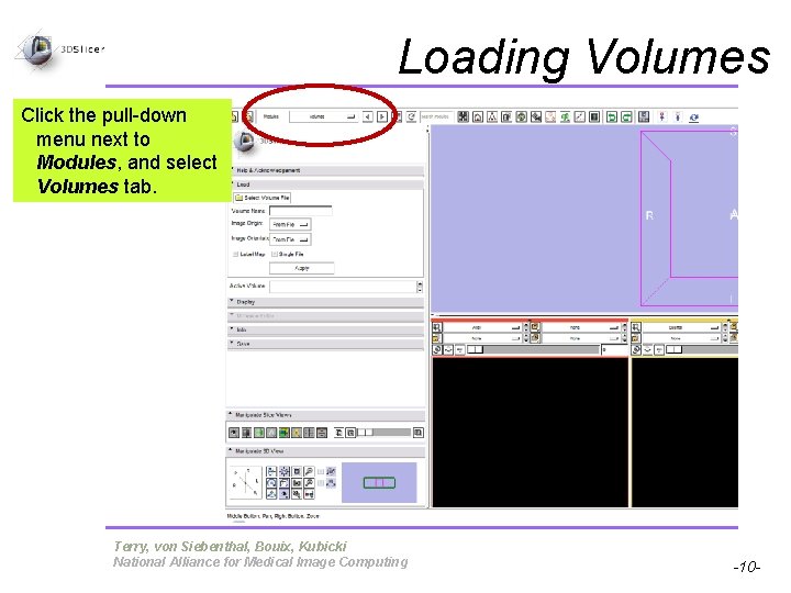 Loading Volumes Click the pull-down menu next to Modules, and select Volumes tab. Pujol
