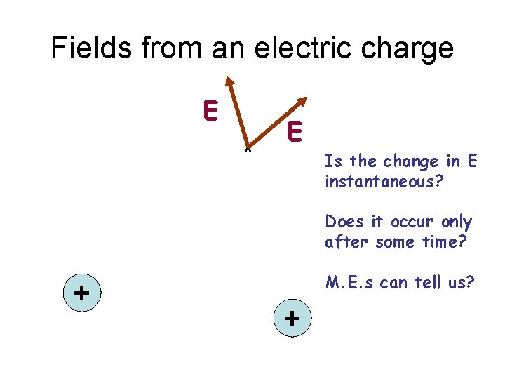 Fields from an electric charge E x E Is the change in E instantaneous?