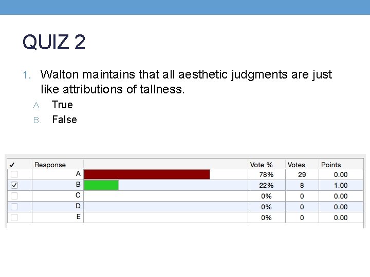 QUIZ 2 1. Walton maintains that all aesthetic judgments are just like attributions of