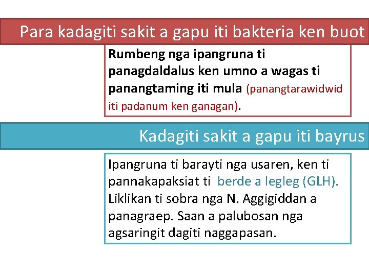 Para kadagiti sakit a gapu iti bakteria ken buot Rumbeng nga ipangruna ti panagdaldalus