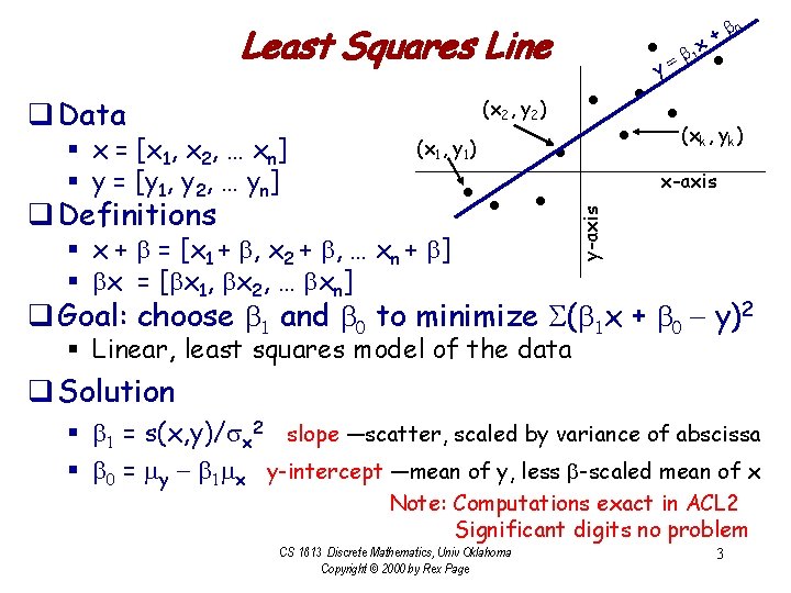  0 + x Least Squares Line 2 § x = [x 1, x