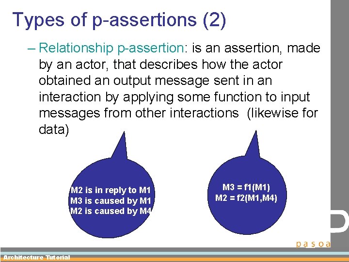 Types of p-assertions (2) – Relationship p-assertion: is an assertion, made by an actor,