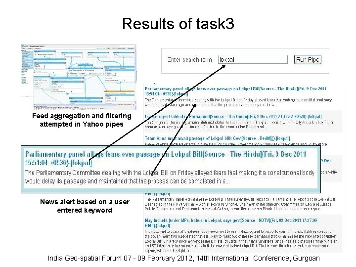 Results of task 3 Feed aggregation and filtering attempted in Yahoo pipes News alert Results of task 3 Feed aggregation and filtering attempted in Yahoo pipes News alert