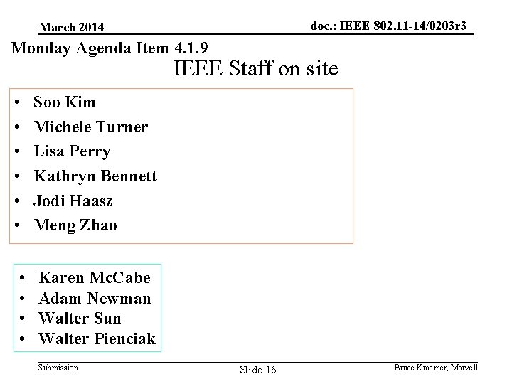 doc. : IEEE 802. 11 -14/0203 r 3 March 2014 Monday Agenda Item 4.