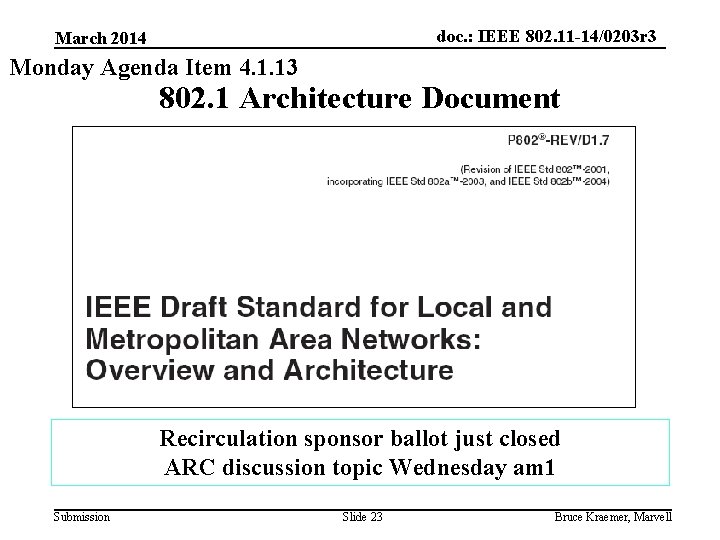 doc. : IEEE 802. 11 -14/0203 r 3 March 2014 Monday Agenda Item 4.