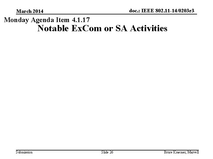 doc. : IEEE 802. 11 -14/0203 r 3 March 2014 Monday Agenda Item 4.