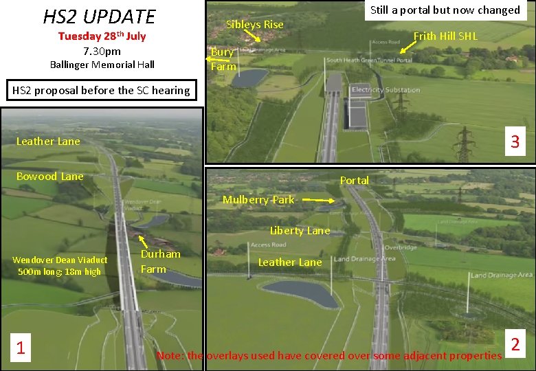 HS 2 UPDATE Still a portal but now changed Sibleys Rise 28 th Tuesday