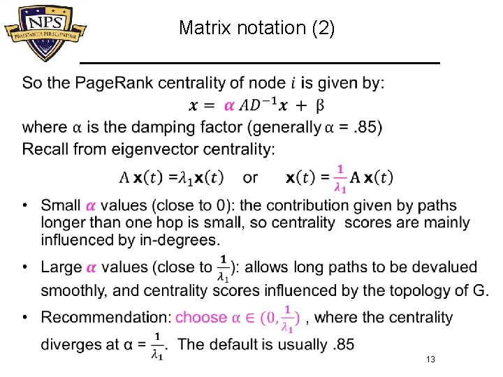 Matrix notation (2) • 13 
