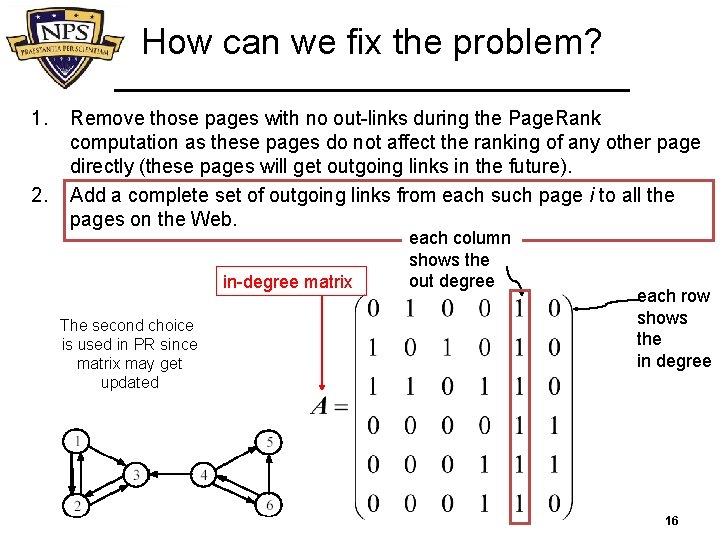 How can we fix the problem? 1. 2. Remove those pages with no out-links