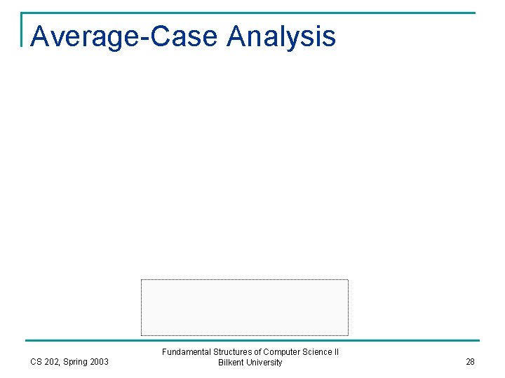 Average-Case Analysis CS 202, Spring 2003 Fundamental Structures of Computer Science II Bilkent University