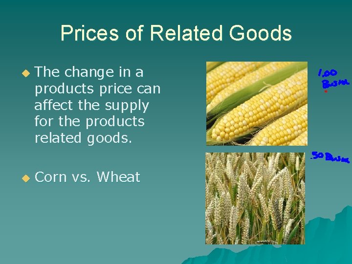 Prices of Related Goods u u The change in a products price can affect