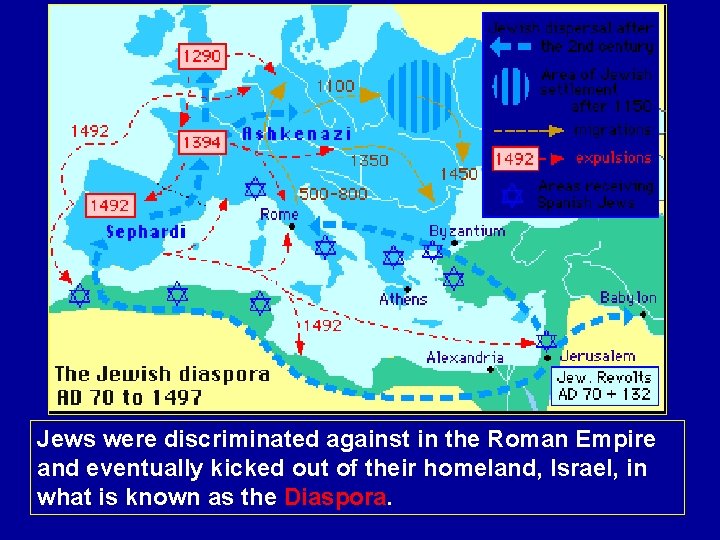 Jews were discriminated against in the Roman Empire and eventually kicked out of their
