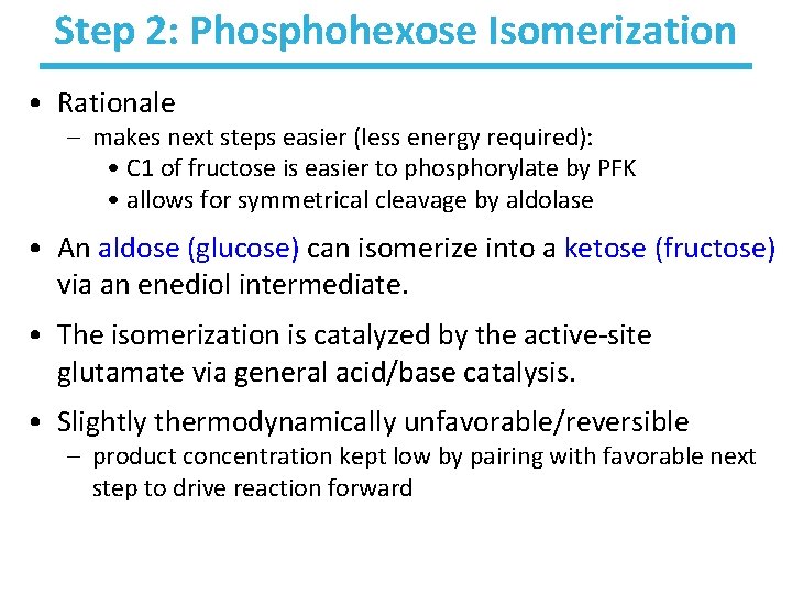 Step 2: Phosphohexose Isomerization • Rationale – makes next steps easier (less energy required):